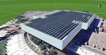 this picture shows a 3D view of a roof top industrial